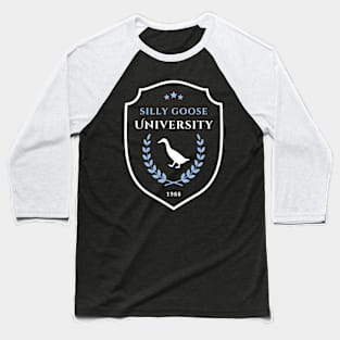 Silly Goose University - Walking Goose Emblem With Blue Details Baseball T-Shirt